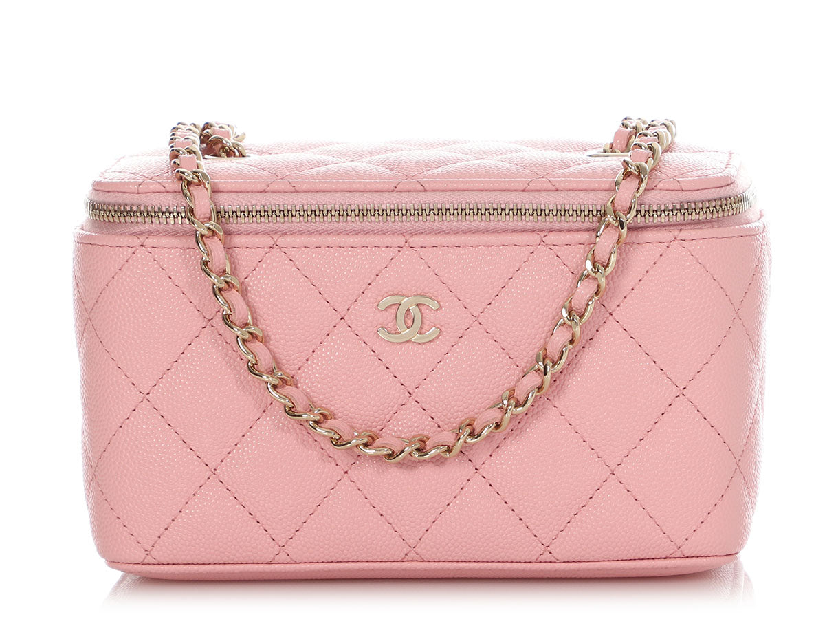 Like New) Chanel Classic Quilted Pink Ombre Metallic Lambskin Mini