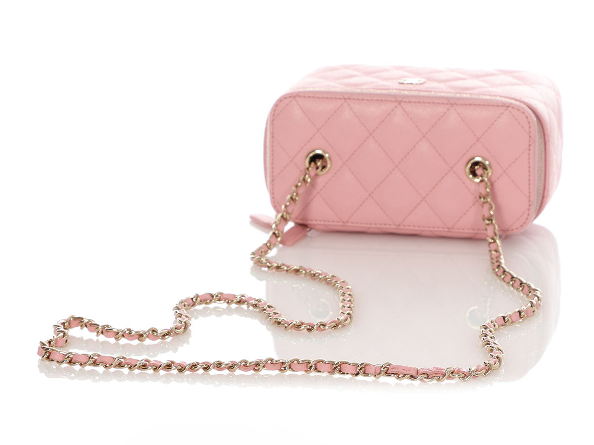 Chanel Pink Quilted Caviar Vanity Crossbody Handbag