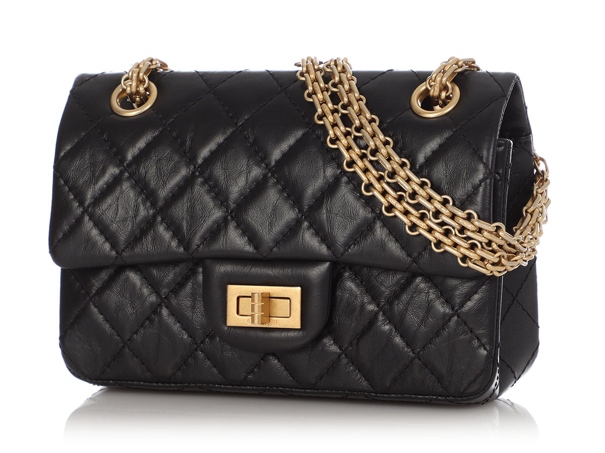 Chanel Mini Reissue 224 2.55 Flap Grey Aged Calfskin Antique Gold