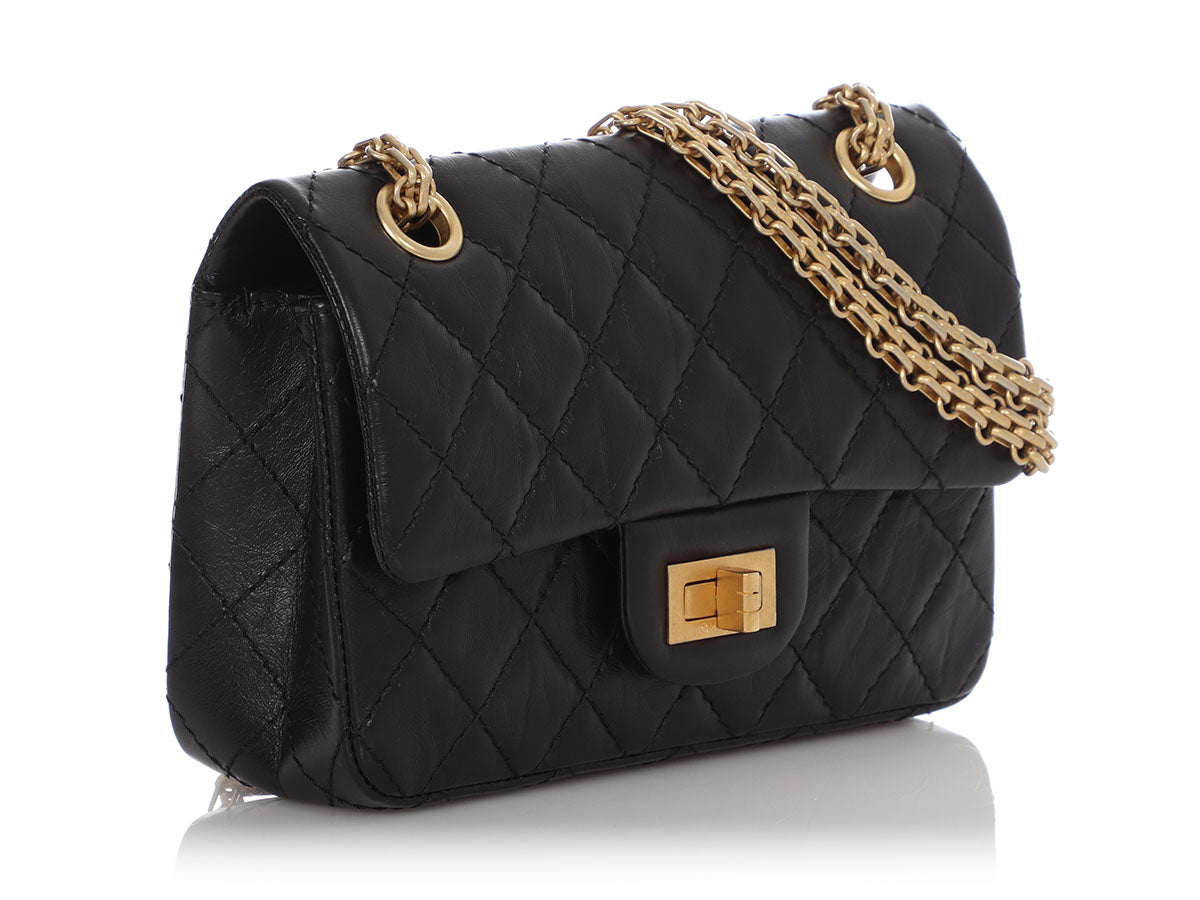 Chanel Mini Black Quilted Distressed Lambskin Reissue