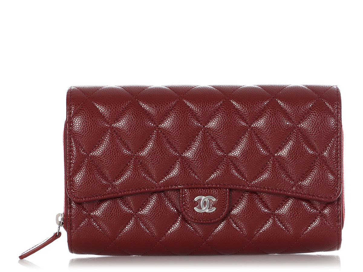 Chanel Burgundy Quilted Caviar Clutch with Chain by Ann's Fabulous Finds
