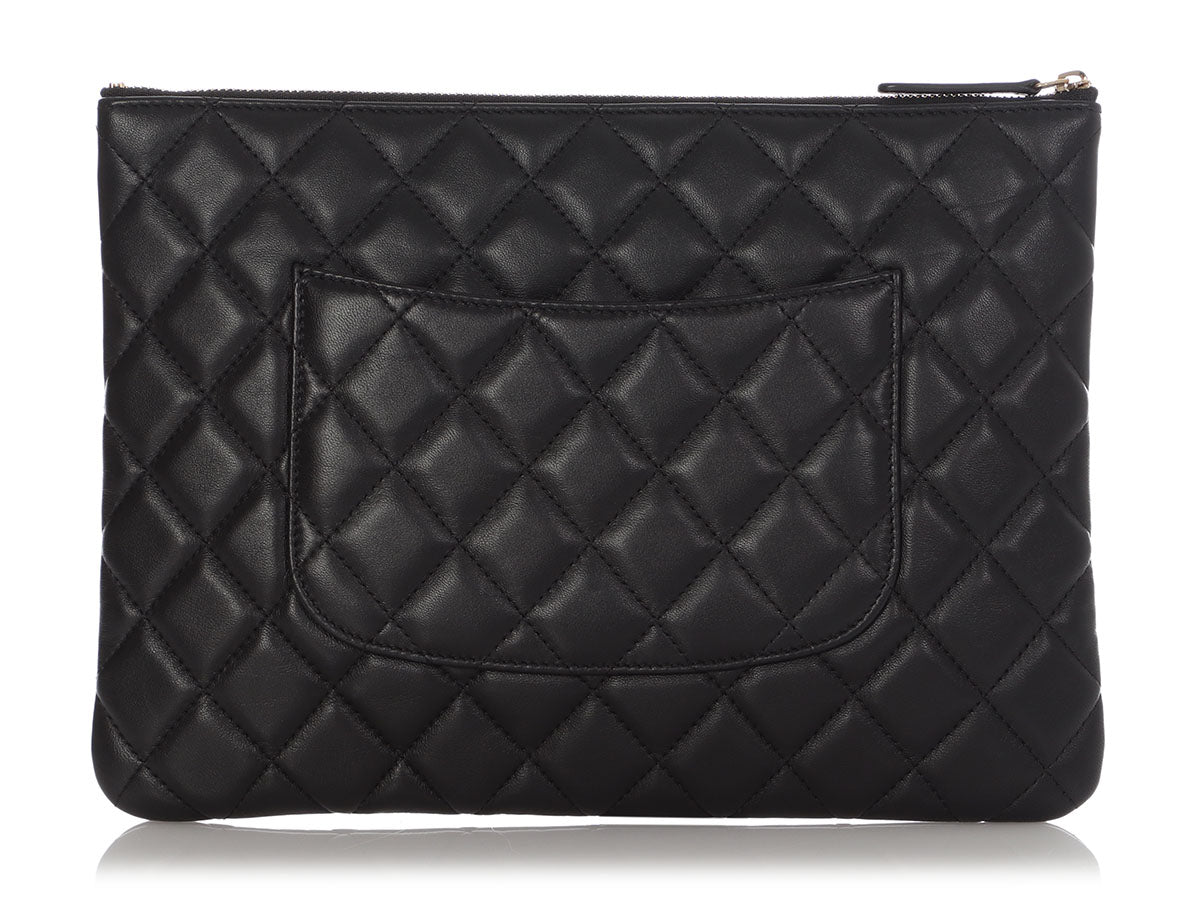 Chanel Medium Black Quilted Lambskin Classic O Case by Ann's Fabulous Finds