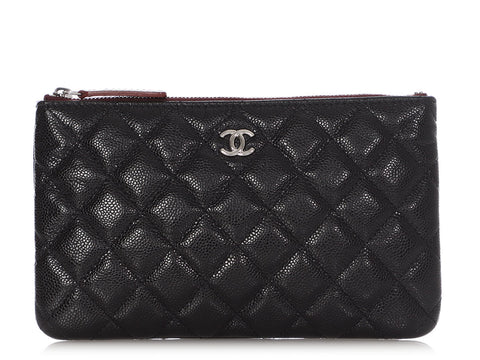 Chanel Small Black Quilted Caviar O Pouch