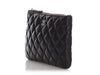 Chanel Small Black Quilted Caviar O Pouch