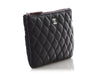 Chanel Small Black Quilted Caviar O Pouch