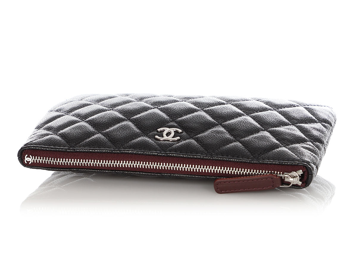 Chanel Dark Red Quilted Caviar Compact Wallet - Ann's Fabulous Closeouts