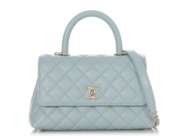 Chanel Coco Top Handle Bag Quilted Caviar Mini Blue 2311887