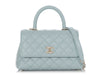 Chanel Mini Light Blue Quilted Caviar Coco Handle