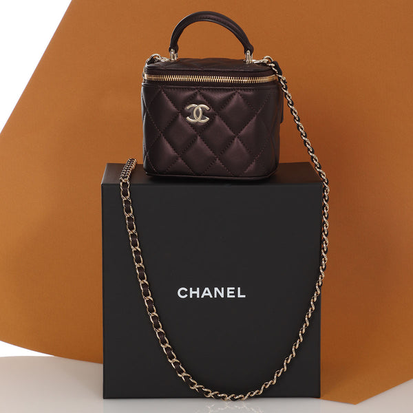 Chanel Mini Top Handle Teal Green Lambskin Gold hdw - Designer