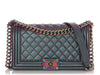 Chanel Old Medium Purple Iridescent Part-Quilted Goatskin Rainbow Boy Bag