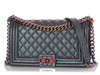Chanel Old Medium Purple Iridescent Part-Quilted Goatskin Rainbow Boy Bag
