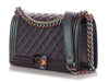 Chanel Old Medium Purple Iridescent Part-Quilted Goatskin Rainbow Boy Bag