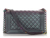 Chanel Old Medium Purple Iridescent Part-Quilted Goatskin Rainbow Boy Bag
