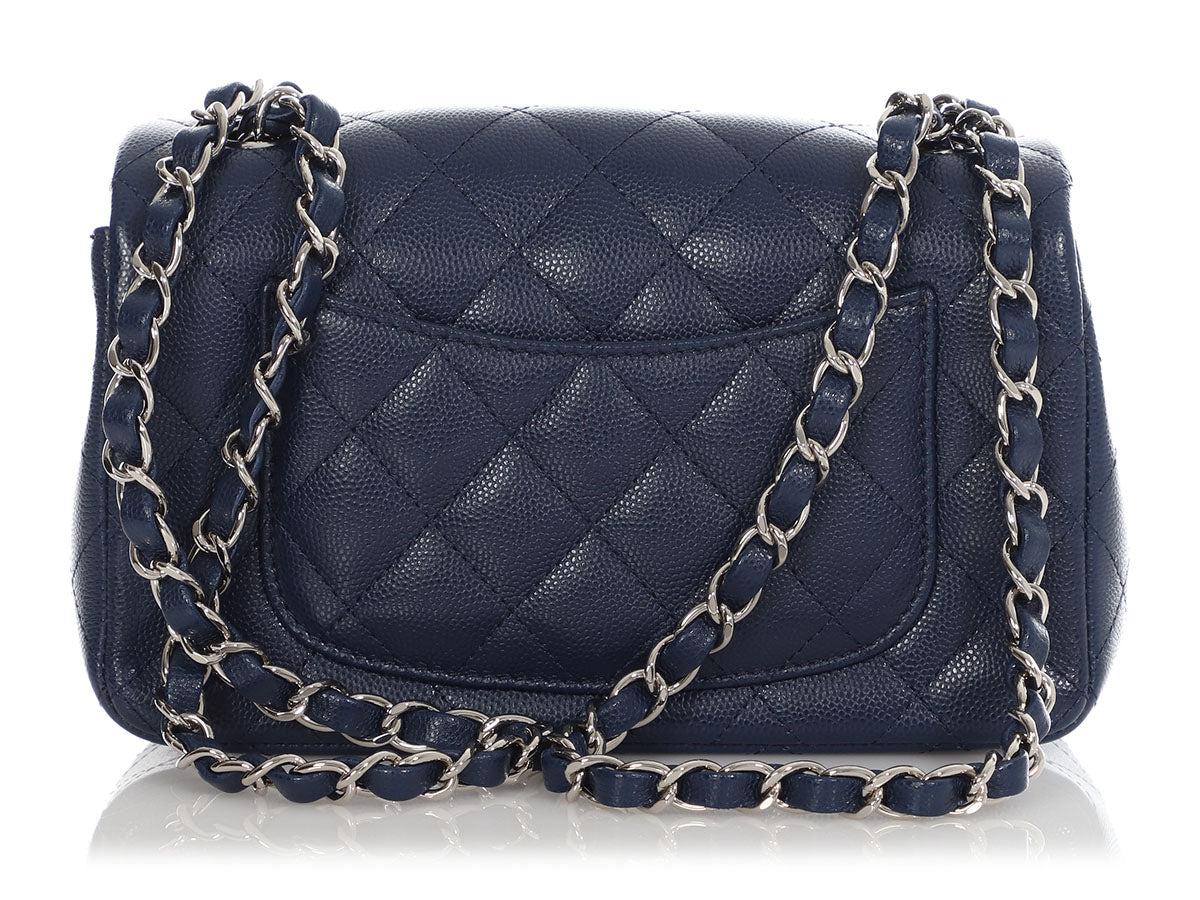 CHANEL Chevron Quilted Small Trendy CC Flap Dual Handle Lambskin Bag Blue