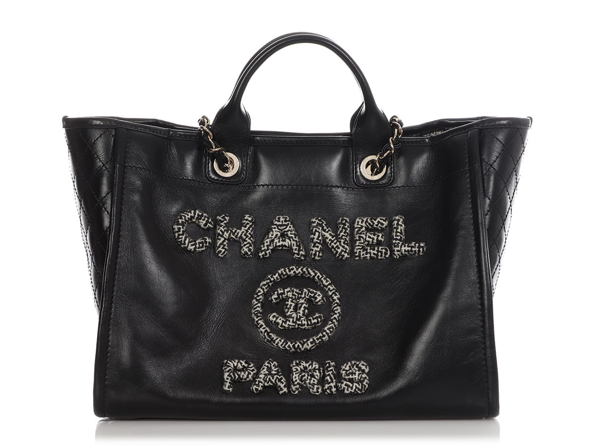 Chanel Large Classic Soft Shopper Tote in Black Chevron Quilted Caviar with  Silver Hardware