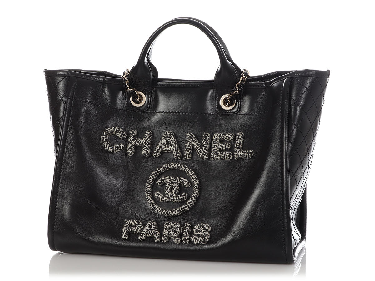 Chanel Large Black Part-Quilted Soft Calfskin Shopping Tote by Ann's Fabulous Finds