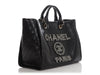 Chanel Large Black Part-Quilted Calfskin Deauville Tote