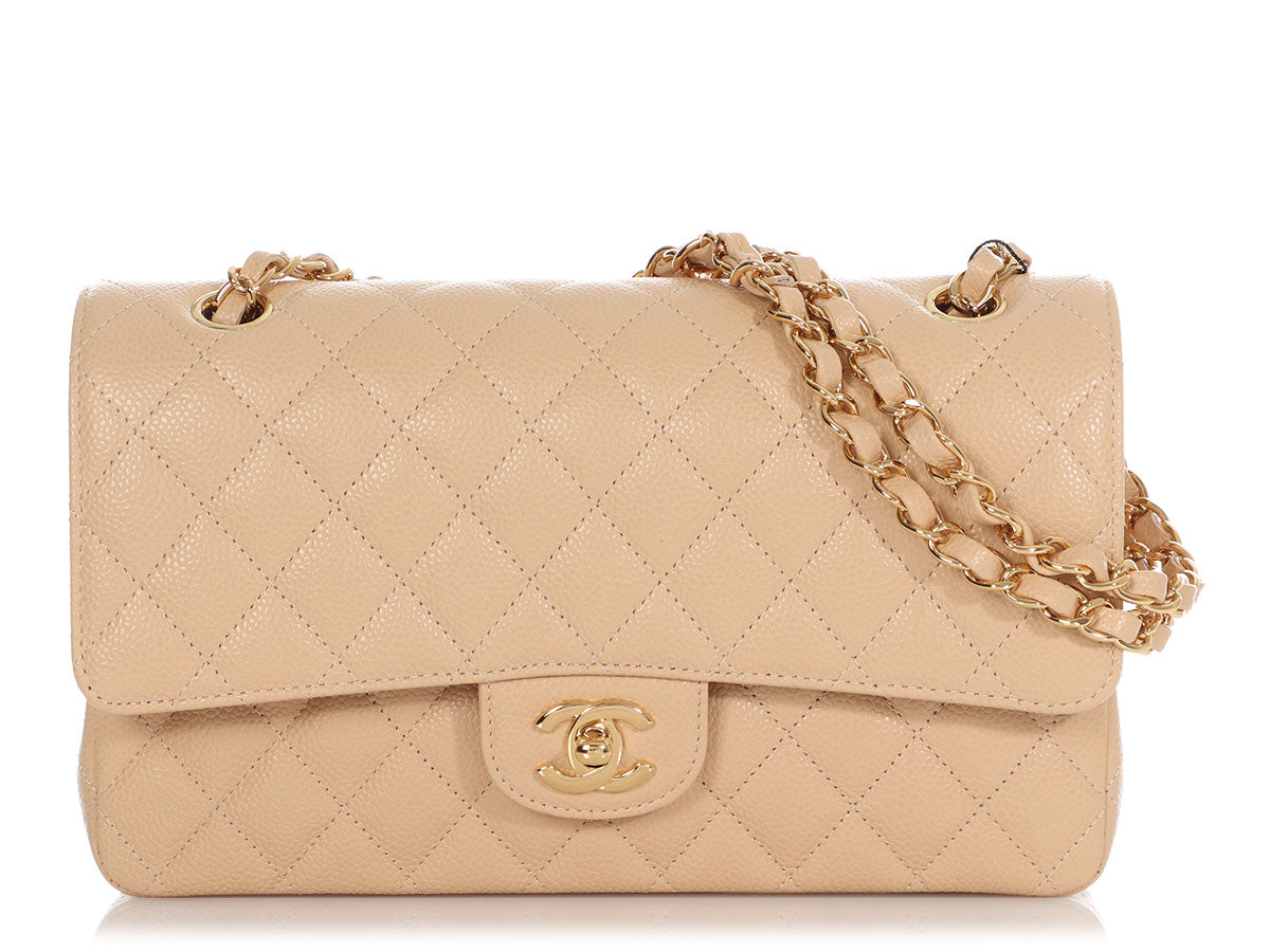 Chanel Caviar Quilted Jumbo Double Flap Beige