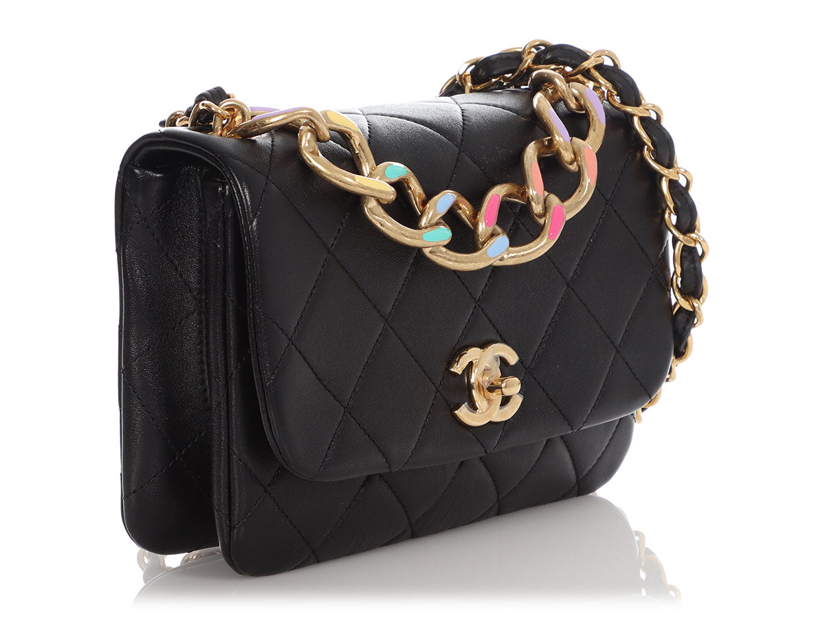 Black Chanel Small Lambskin Diana Flap Bag