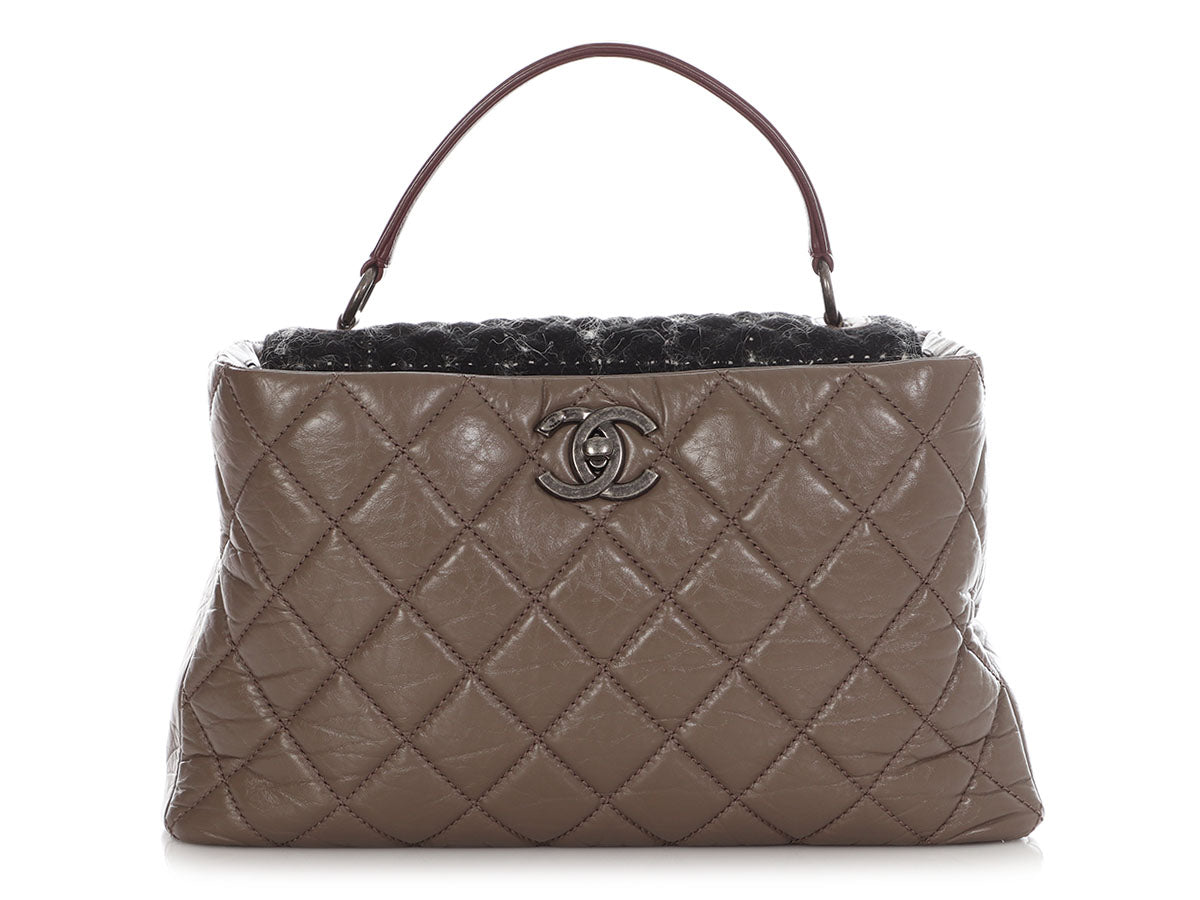 Chanel Tweed and Quilted Portobello Glazed Calfskin Top Handle Bag by Ann's Fabulous Finds