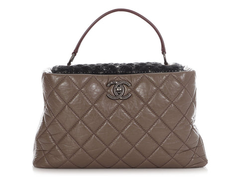 Chanel Medium Taupe Just Mademoiselle Bowling Bag - Ann's Fabulous Closeouts