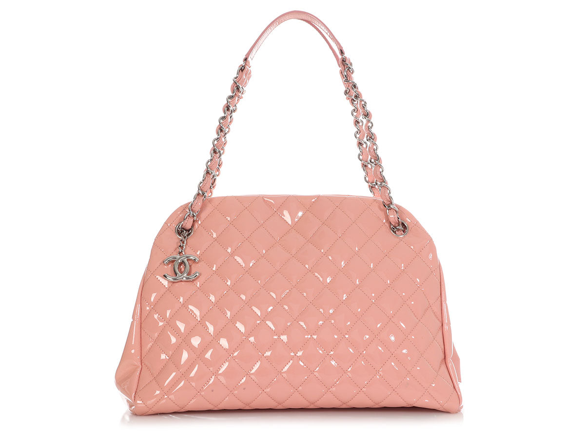 Chanel Large Pink Quilted Patent Just Mademoiselle Bowler