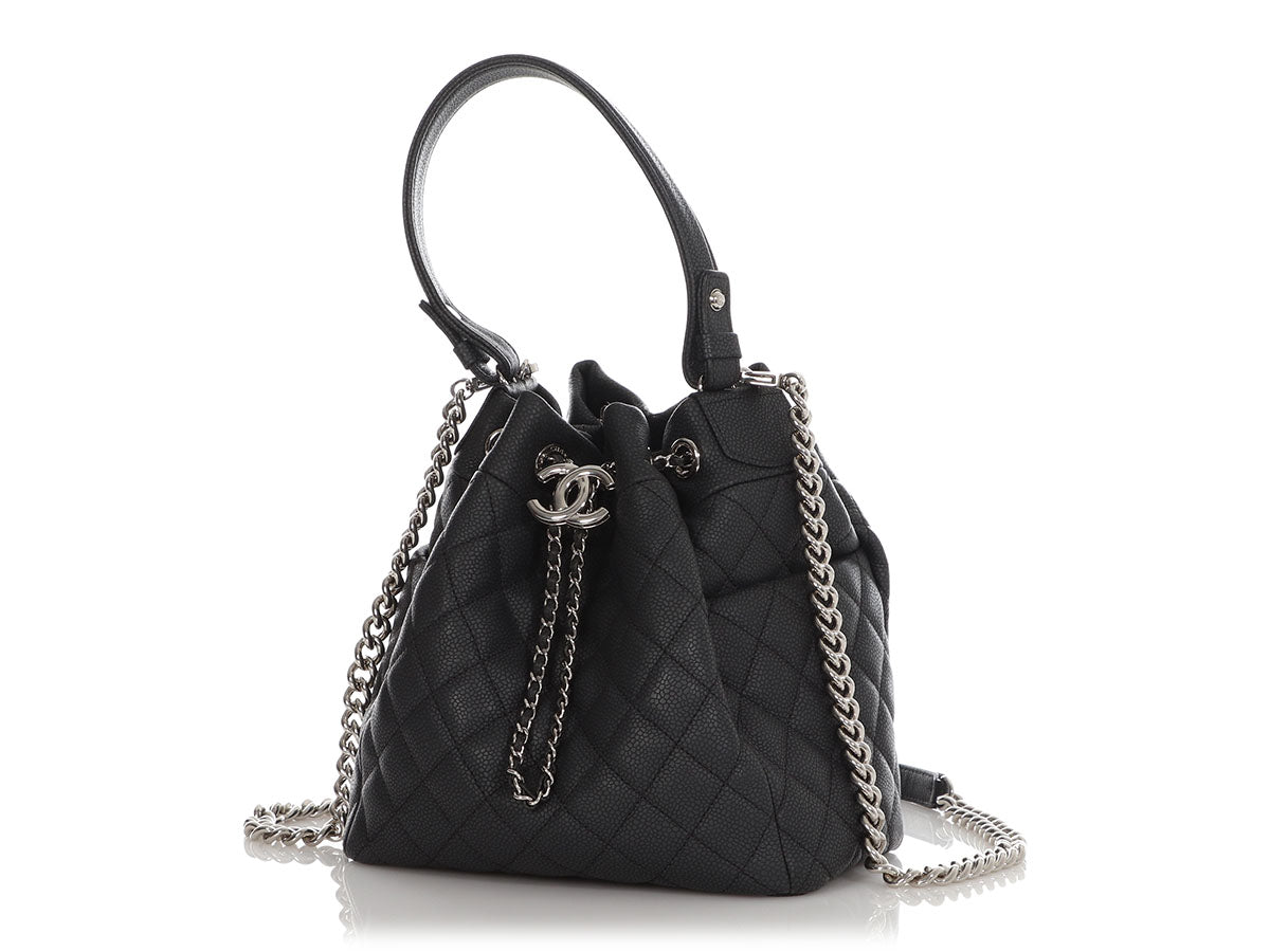 Chanel Small Black Quilted Grained Calfskin Drawstring Bucket Bag by Ann's Fabulous Finds