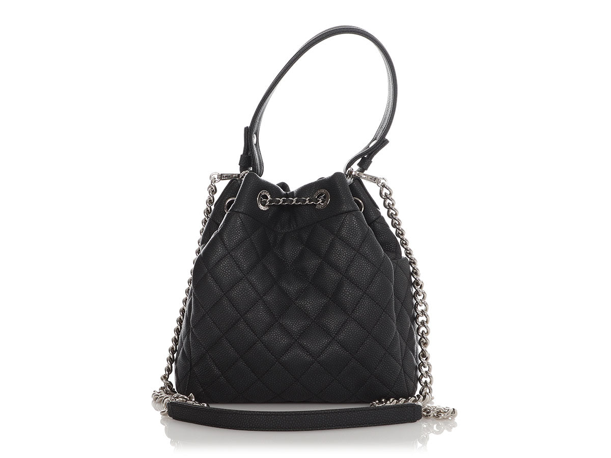 Chanel Small Black Quilted Grained Calfskin Drawstring Bucket Bag by Ann's Fabulous Finds