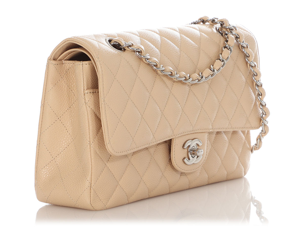 Chanel Beige Clair Quilted Caviar Small Classic Double Flap Gold Hardware,  2021 Available For Immediate Sale At Sotheby's