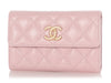 Chanel Pink Quilted Caviar Flap Wallet