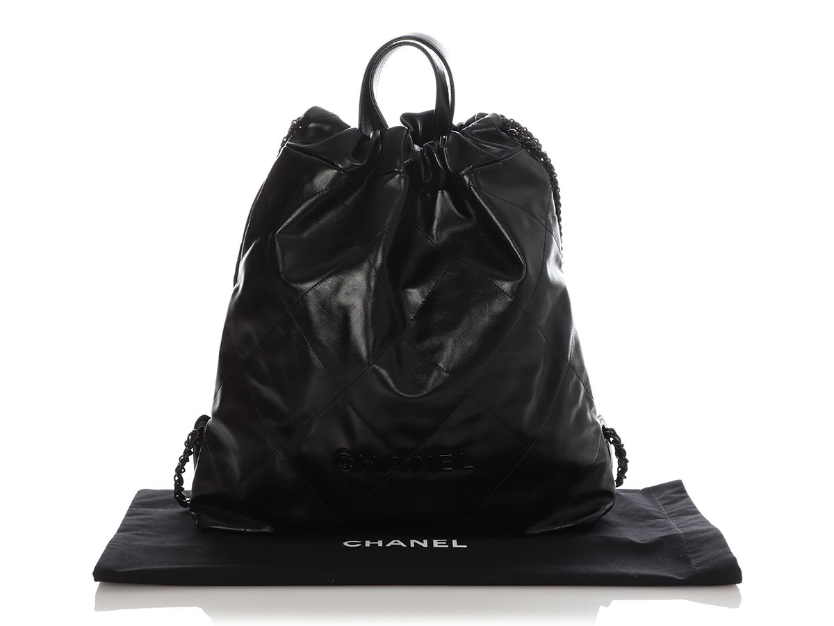 Chanel So Black Quilted Shiny Calfskin 22 Backpack by Ann's Fabulous Finds