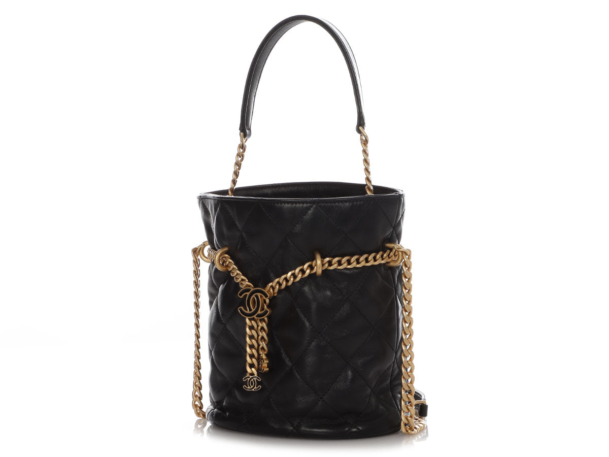 Chanel Mini Black Quilted Lambskin Bucket Bag by Ann's Fabulous Finds