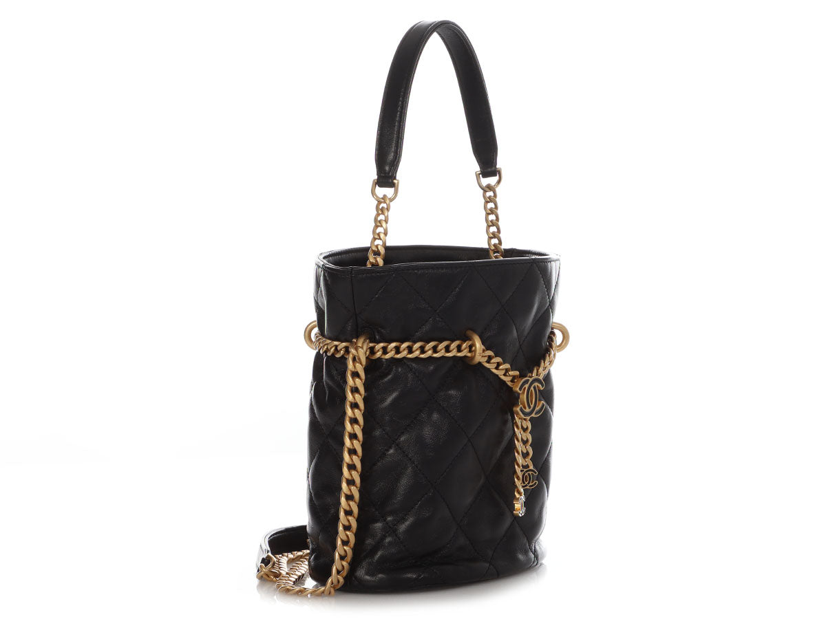 Chanel Mini Black Quilted Lambskin Bucket Bag by Ann's Fabulous Finds