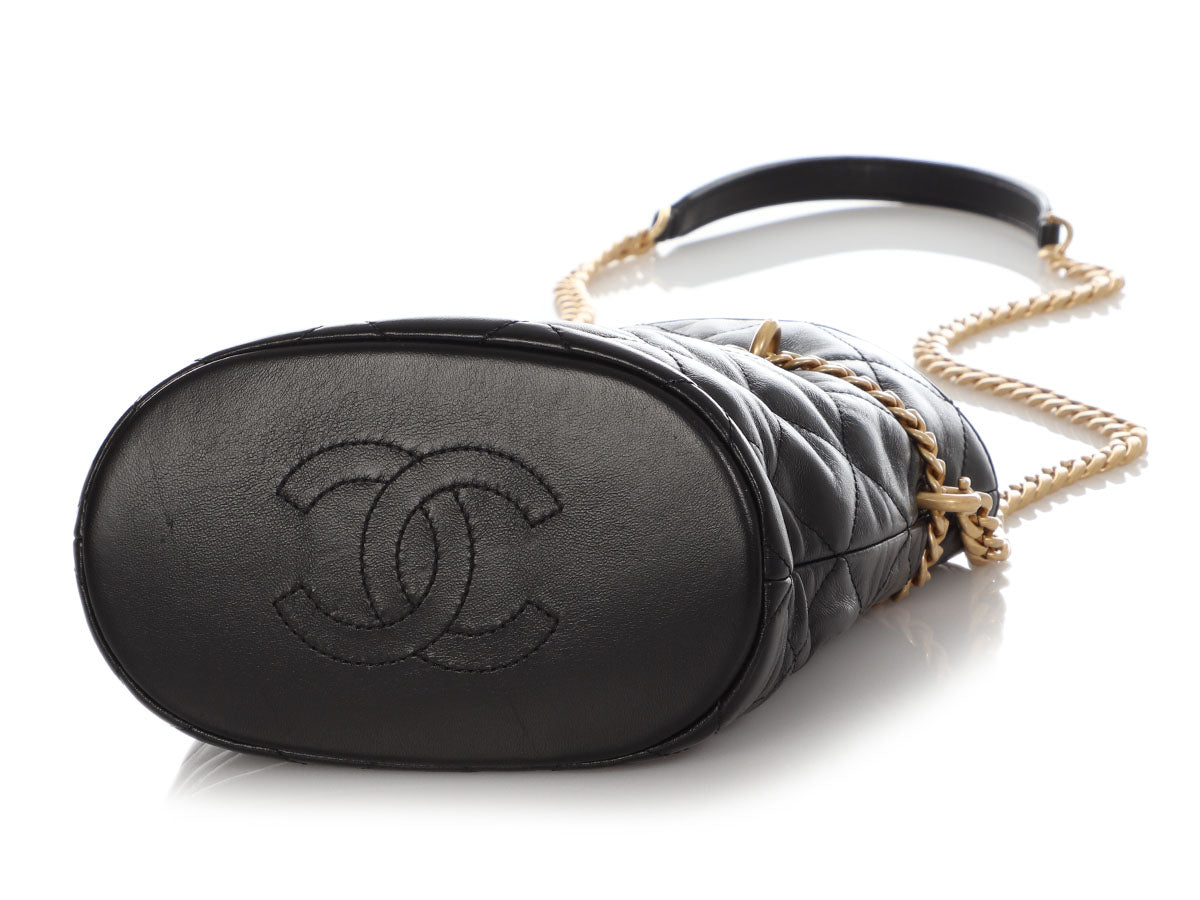 Chanel Mini Black Quilted Lambskin Bucket Bag by Ann's Fabulous Finds