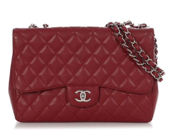 CHANEL Lambskin Quilted Jumbo Single Flap Dark Red 1203581