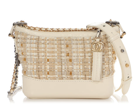 Chanel Small Cream Leather and Tweed Gabrielle Hobo