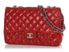 Chanel Jumbo Red Quilted Lambskin Classic Single Flap