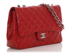 Chanel Jumbo Red Quilted Lambskin Classic Single Flap