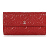 Chanel Red Camellia-Embossed Lambskin Long Wallet