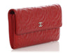 Chanel Red Camellia-Embossed Lambskin Long Wallet