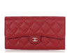 Chanel Red Quilted Caviar Classic Long Wallet