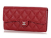 Chanel Red Quilted Caviar Classic Long Wallet