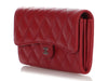 Chanel Red Quilted Caviar Classic Long Wallet