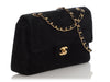 Chanel Medium/Large Black Chevron-Quilted Suede Classic Double Flap