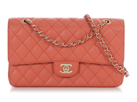 Chanel Medium/Large Salmon Quilted Caviar Classic Double Flap