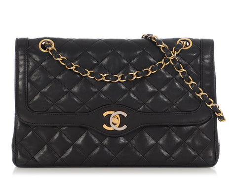 Chanel Vintage Black Quilted Lambskin Flap