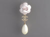 Chanel Large Pearl and Crystal Camellia Pierced Drop Earrings