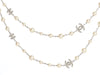 Chanel Long Pearl and Crystal Logo Necklace