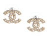 Chanel Pearl and Crystal Logo Pierced Earrings