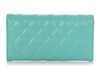 Chanel Large Teal Quilted Lambskin Gusset Wallet